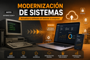 Modernización de sistemas legacy para actualizar software e infraestructura empresarial